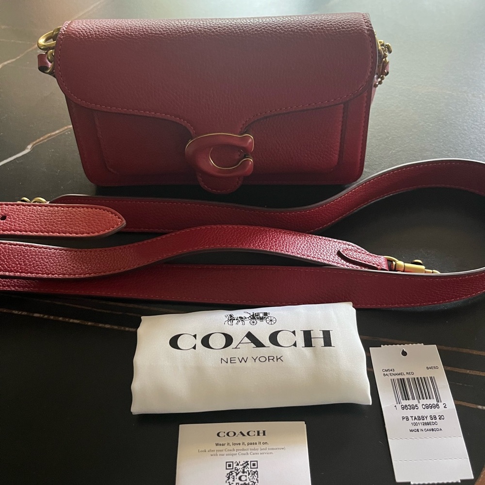 Coach Tabby 20 Red Leather Crossbody Bag with Gold Hardware